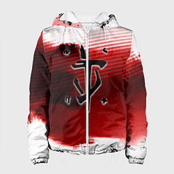 Куртка с капюшоном женская Doom eternal logo краски, цвет: 3D-белый