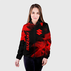 Куртка с капюшоном женская Suzuki - red gradient вертикально, цвет: 3D-черный — фото 2