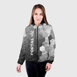 Куртка с капюшоном женская Portal - grey gradient по-вертикали, цвет: 3D-черный — фото 2