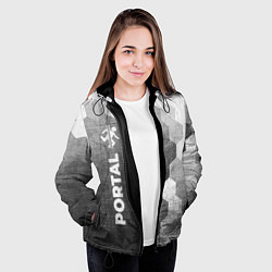 Куртка с капюшоном женская Portal - grey gradient по-вертикали, цвет: 3D-черный — фото 2