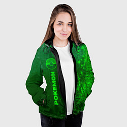 Куртка с капюшоном женская Pokemon - green gradient по-вертикали, цвет: 3D-черный — фото 2