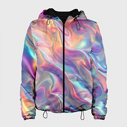 Куртка с капюшоном женская Перламутровый голографический градиент, цвет: 3D-черный