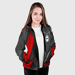 Куртка с капюшоном женская Kuromi red lines, цвет: 3D-черный — фото 2