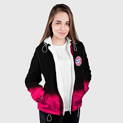 Куртка с капюшоном женская Бавария Мюнхен текстура, цвет: 3D-белый — фото 2