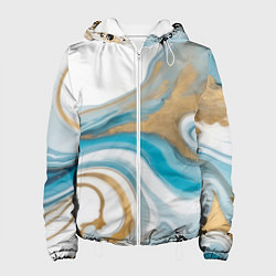 Женская куртка Бело-голубой с золотом абстрактный узор