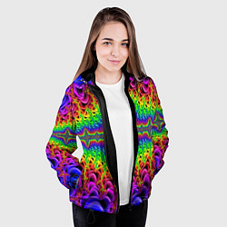 Куртка с капюшоном женская Фрактальный узор психоделика, цвет: 3D-черный — фото 2