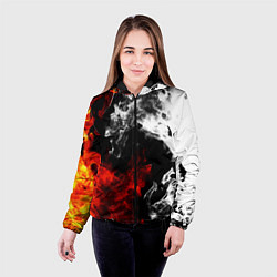 Куртка с капюшоном женская Битва дыма и огня, цвет: 3D-черный — фото 2