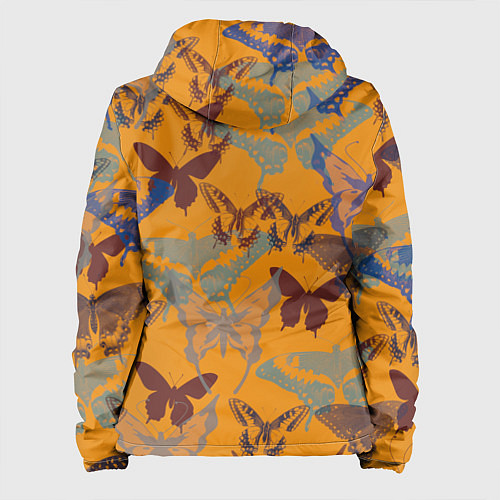 Женская куртка Бабочки на оранжевом - паттерн / 3D-Черный – фото 2