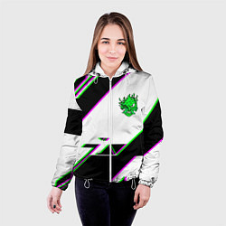 Куртка с капюшоном женская Cyberpunk logo geometry, цвет: 3D-белый — фото 2