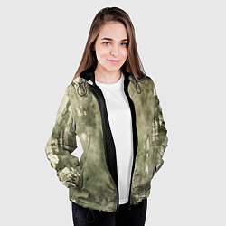 Куртка с капюшоном женская Текстура гранж хаки, цвет: 3D-черный — фото 2
