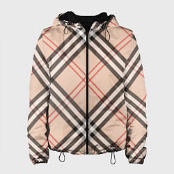 Куртка с капюшоном женская Стильная клетка - шотландка, крупно, цвет: 3D-черный