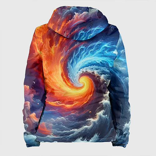 Женская куртка Столкновение двух стихий - инь янь / 3D-Белый – фото 2