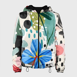 Женская куртка Цветы горошек абстракция