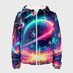Женская куртка Неоновый космос - нейроарт