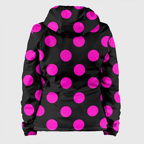 Женская куртка Эмо эстетика - черно розовый горох / 3D-Белый – фото 2