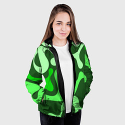 Куртка с капюшоном женская Камуфляж зеленый крупный, цвет: 3D-черный — фото 2