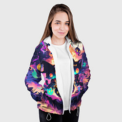 Куртка с капюшоном женская 2 котика ведьмы, цвет: 3D-белый — фото 2