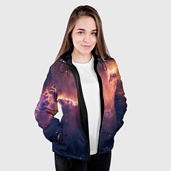 Куртка с капюшоном женская Космические облака и звезды, цвет: 3D-черный — фото 2