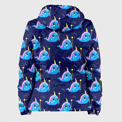 Женская куртка Нарвалы паттерн / 3D-Черный – фото 2