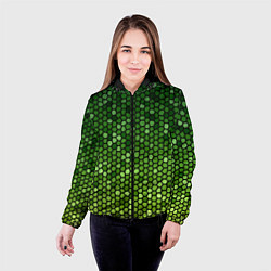 Куртка с капюшоном женская Мозаика под зеленую змею, цвет: 3D-черный — фото 2