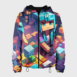 Куртка с капюшоном женская Minecraft 2 0, цвет: 3D-черный