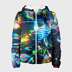 Куртка с капюшоном женская Глитч эффект на стекле, цвет: 3D-белый