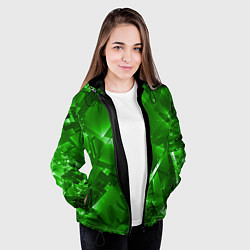 Куртка с капюшоном женская Прозрачная изумрудная геометрия, цвет: 3D-черный — фото 2