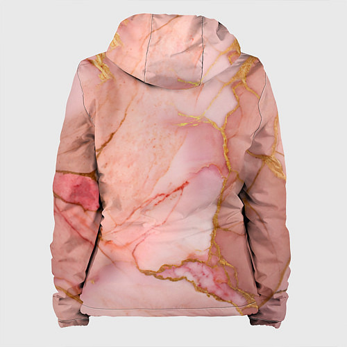 Женская куртка Текстура розового мрамора с золотом / 3D-Белый – фото 2