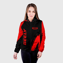 Куртка с капюшоном женская Geely - red gradient вертикально, цвет: 3D-черный — фото 2