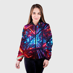Куртка с капюшоном женская Неоновые трубки, цвет: 3D-черный — фото 2