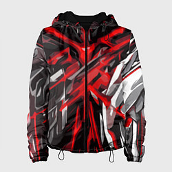 Куртка с капюшоном женская Красный и черный абстрактный фон, цвет: 3D-черный