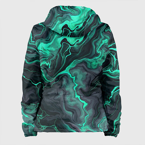 Женская куртка Бирюзовый мрамор на черном фоне / 3D-Белый – фото 2