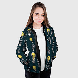 Куртка с капюшоном женская Инновации паттерн - лампочки электрические излучен, цвет: 3D-черный — фото 2