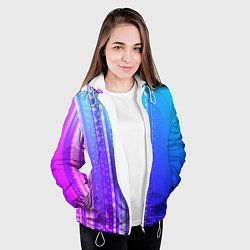 Куртка с капюшоном женская Неоновая абстракция полосы, цвет: 3D-белый — фото 2