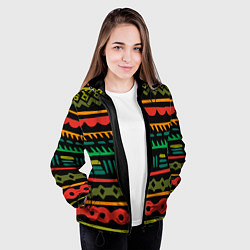 Куртка с капюшоном женская Этнический орнамент на черном, цвет: 3D-черный — фото 2