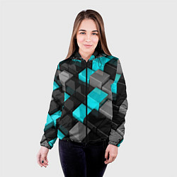 Куртка с капюшоном женская Абстрактные кубы, цвет: 3D-черный — фото 2