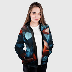 Куртка с капюшоном женская Синие и янтарные камни, цвет: 3D-черный — фото 2