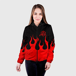 Куртка с капюшоном женская Linkin park logo fire, цвет: 3D-черный — фото 2