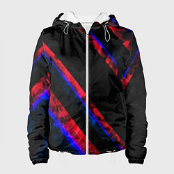 Куртка с капюшоном женская Неоновые штрихи геометрия, цвет: 3D-белый