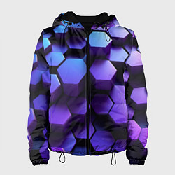 Женская куртка Абстрактные трехмерные фиолетовые гексагоны