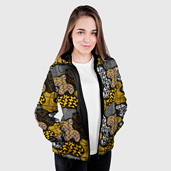 Куртка с капюшоном женская Этнический паттерн, цвет: 3D-черный — фото 2