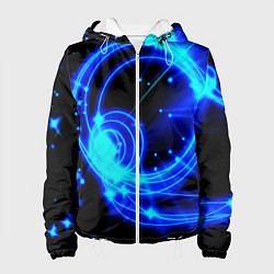 Куртка с капюшоном женская Оптические синие волны, цвет: 3D-белый