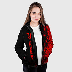 Куртка с капюшоном женская Juventus - red gradient по-вертикали, цвет: 3D-черный — фото 2
