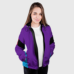 Куртка с капюшоном женская Стиль 90-х геометрия спортивная, цвет: 3D-черный — фото 2