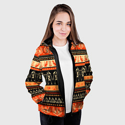 Куртка с капюшоном женская Египетский паттерн, цвет: 3D-черный — фото 2