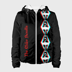 Куртка с капюшоном женская The Elder Scrolls glitch logo, цвет: 3D-белый