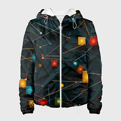 Куртка с капюшоном женская Геометрическая абстракция, цвет: 3D-белый