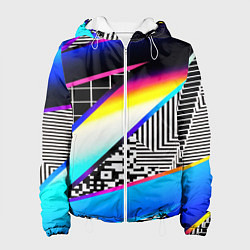 Куртка с капюшоном женская Neon stripes geometry, цвет: 3D-белый