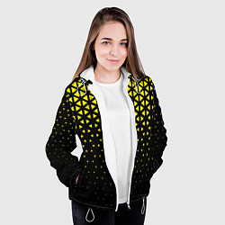 Куртка с капюшоном женская Геометрический градиент - чёрно-жёлтый, цвет: 3D-белый — фото 2