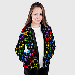 Куртка с капюшоном женская Marshmello pattern neon, цвет: 3D-черный — фото 2